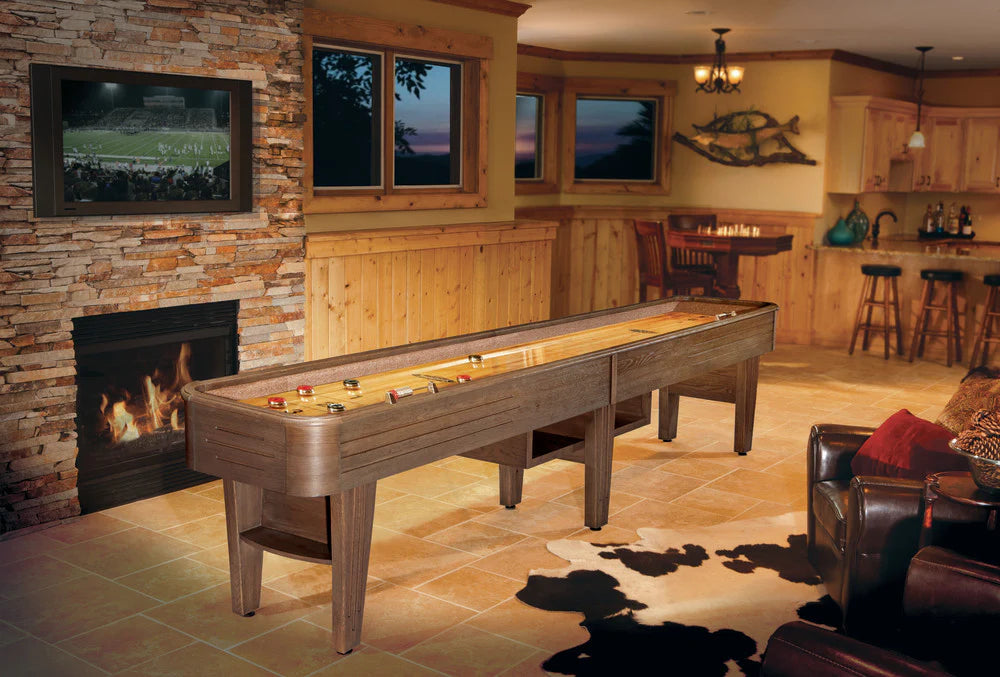 Brunswick Andover II 12' Shuffleboard Table - Rustic Dark Brown